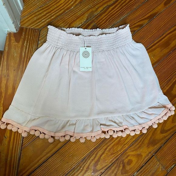 Ramy Brooke NWT Stevie Smocked BLUSH PINK Mini Skirt Size Large, MSRP $175 - Picture 2 of 10